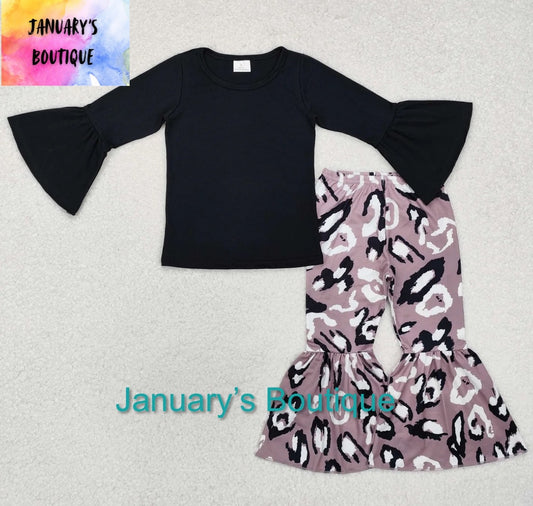 Girl’s Black with Leopard Set