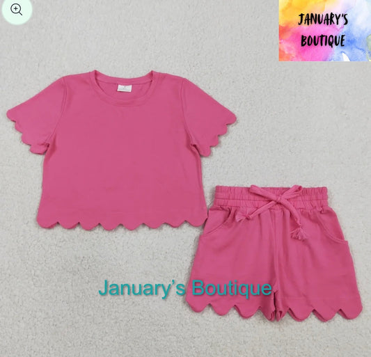 Girl’s Pink Scalloped Short Set