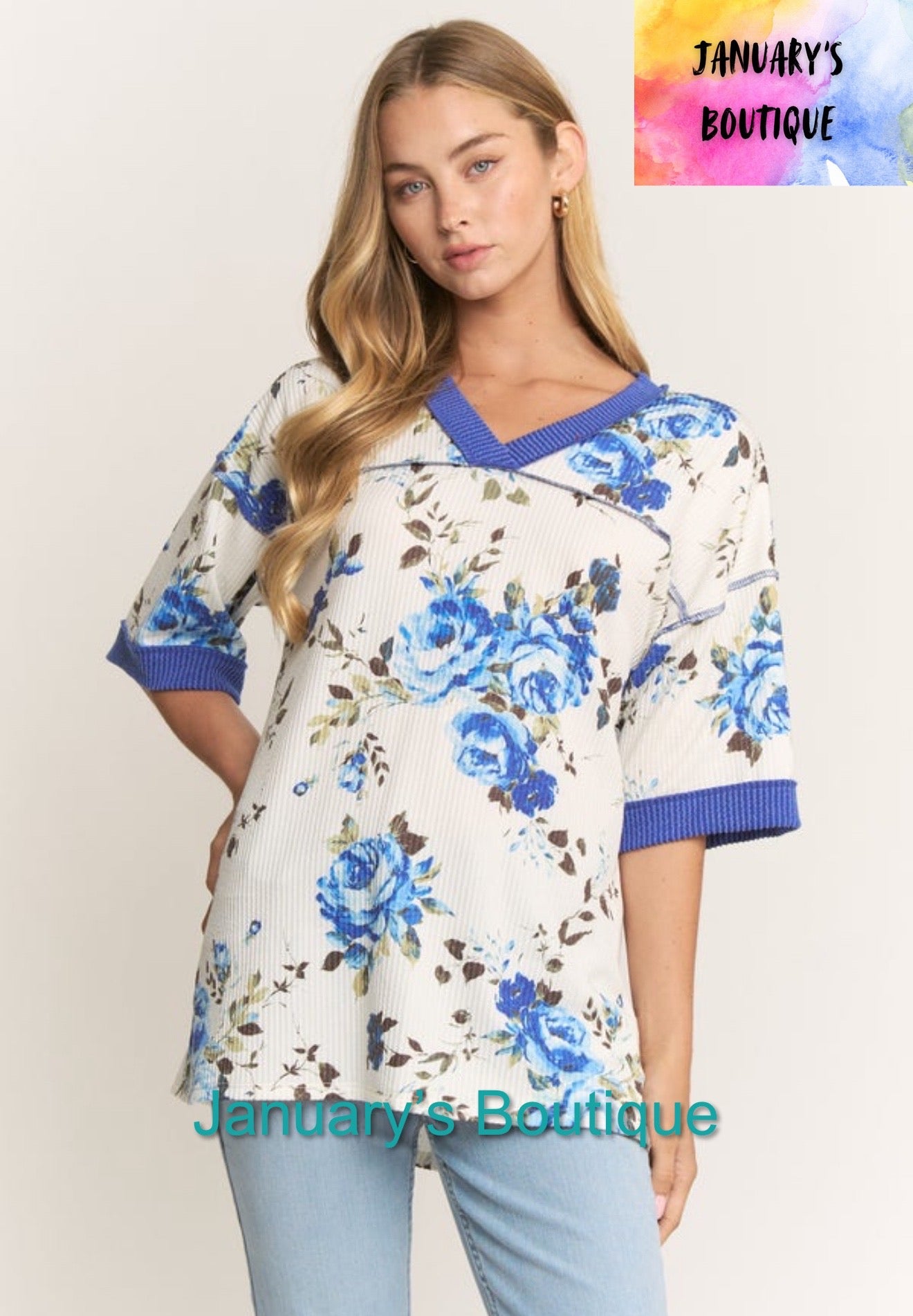 Women’s Blue Floral Top