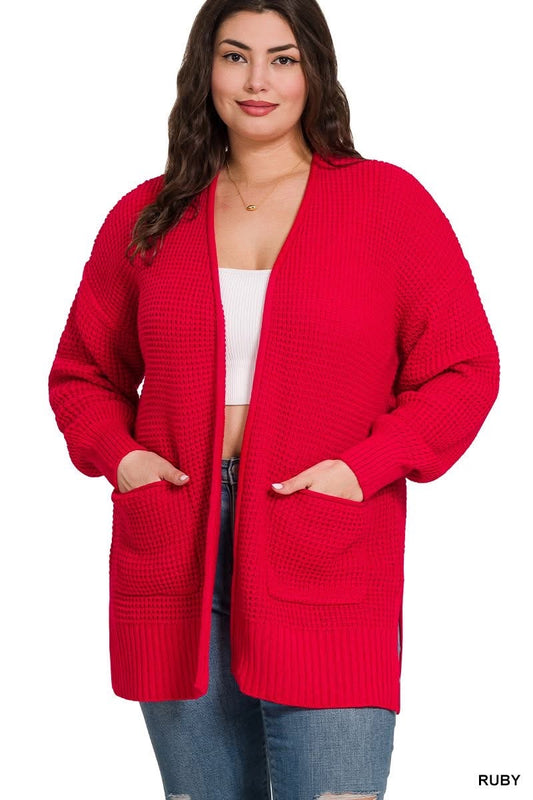 Women’s Plus Red Cardigan