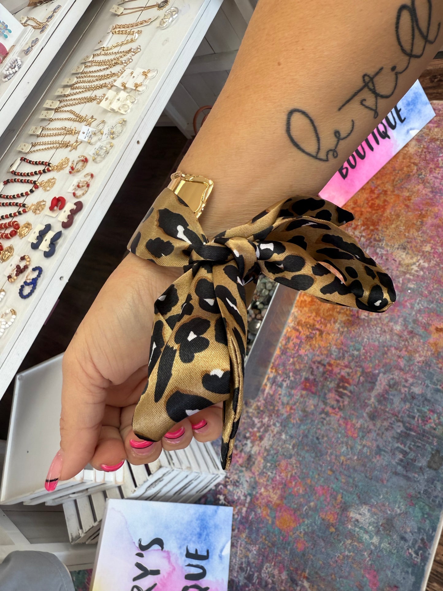 Leopard Bow Gold Cuff