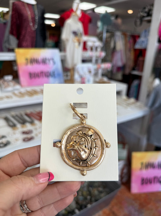 Gold Bulldog Head Pendant