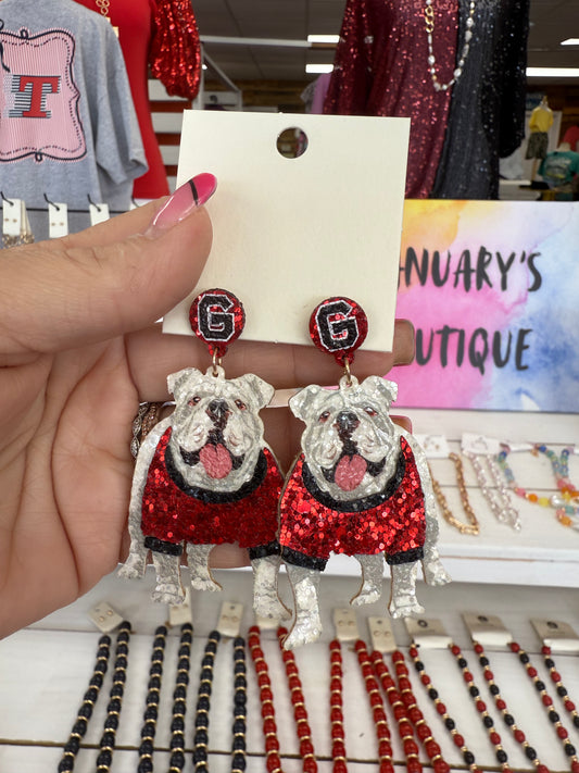 G Bulldogs Glitter Earrings