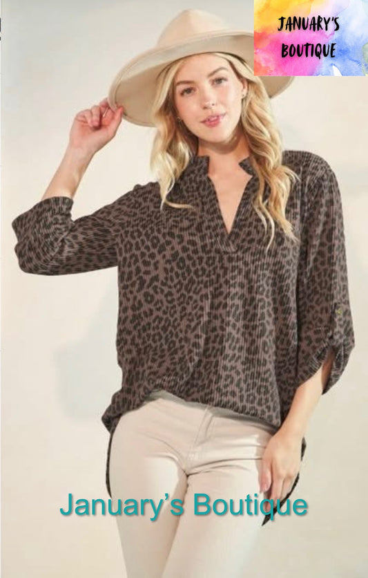 Women’s Plus Size Brown Leopard Top