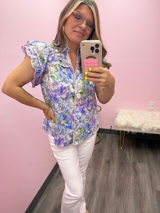 Women’s Entro Floral Scalloped Top