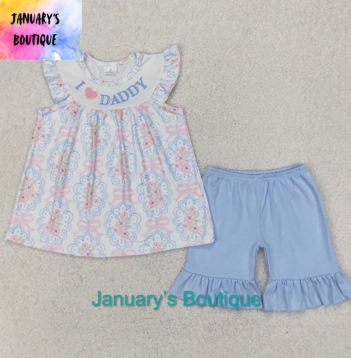 Girl’s Embroidered I 🩷 Daddy Set