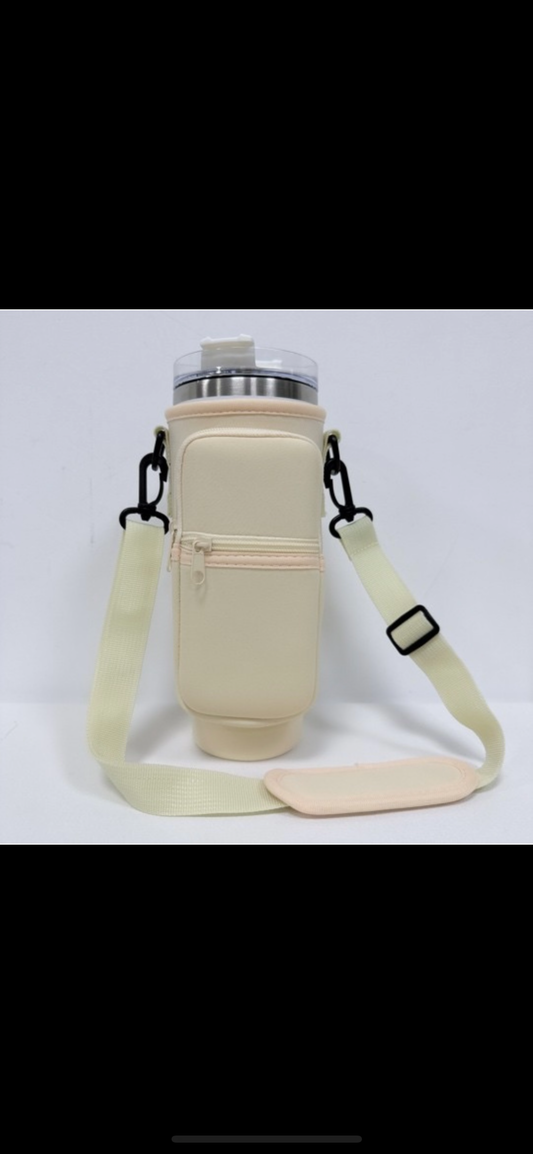 Beige Tumbler Carrier With Pockets