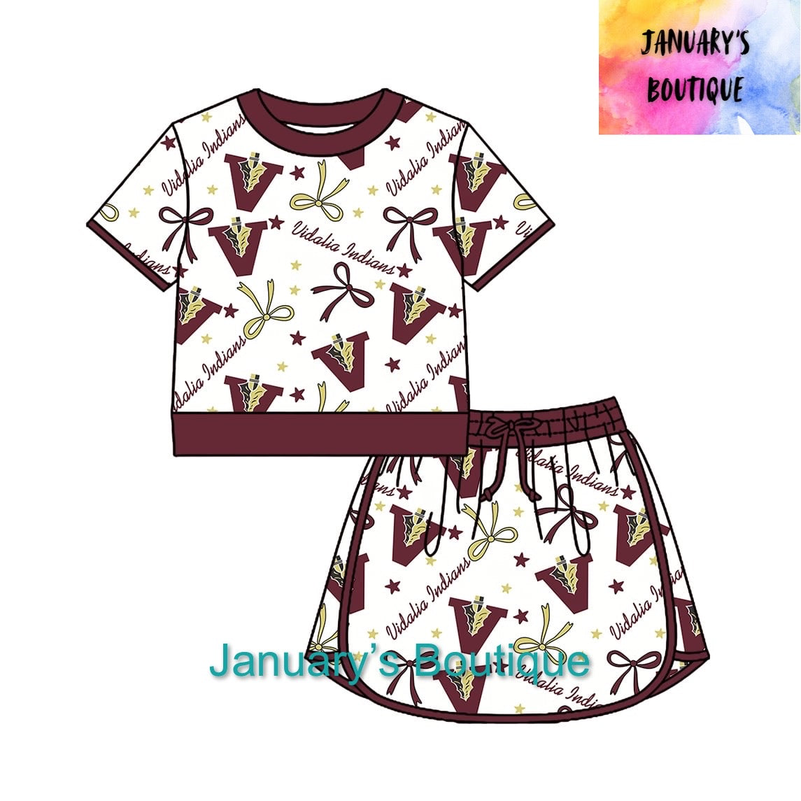 PREORDER Girl’s Vidalia Indians Skorts Set