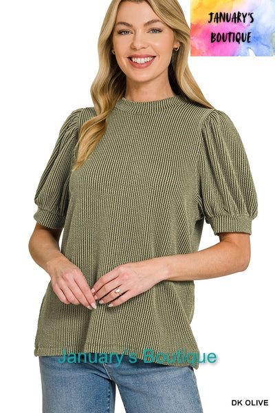 Women’s Dark Olive Ribbed Top