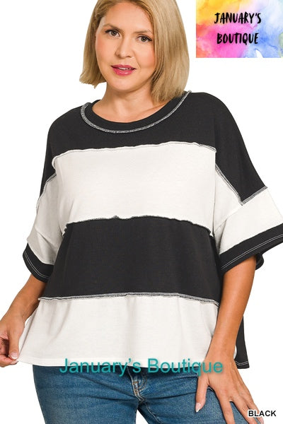 Women’s Plus Black Striped Top