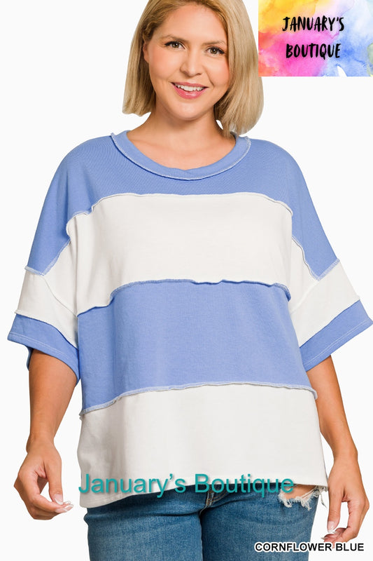 Women’s Plus Cornflower Blue Striped Top
