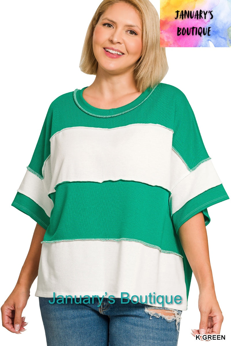 Women’s Plus Kelly Green Striped Top