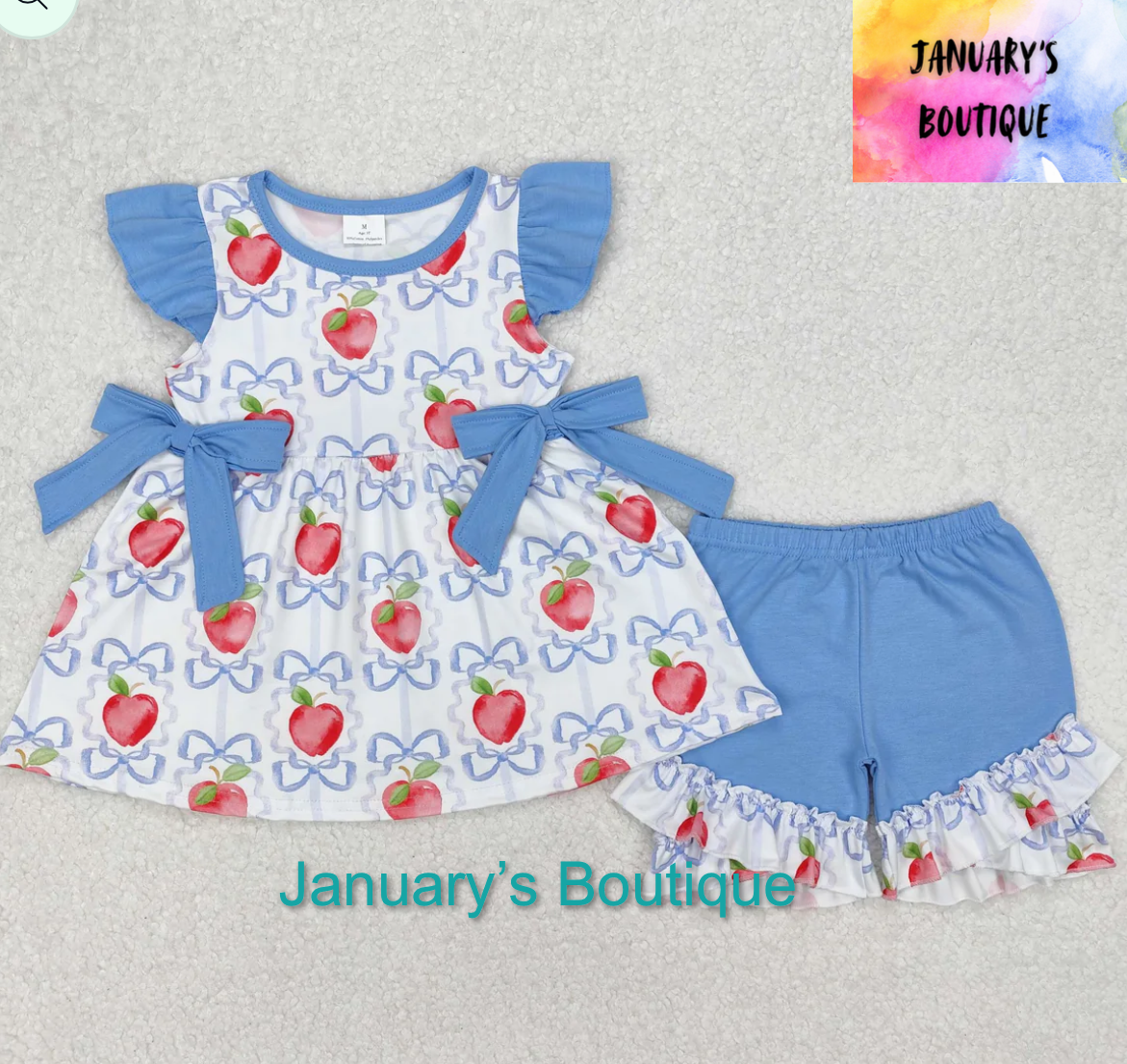 Girl’s Blue Apples Shorts Set