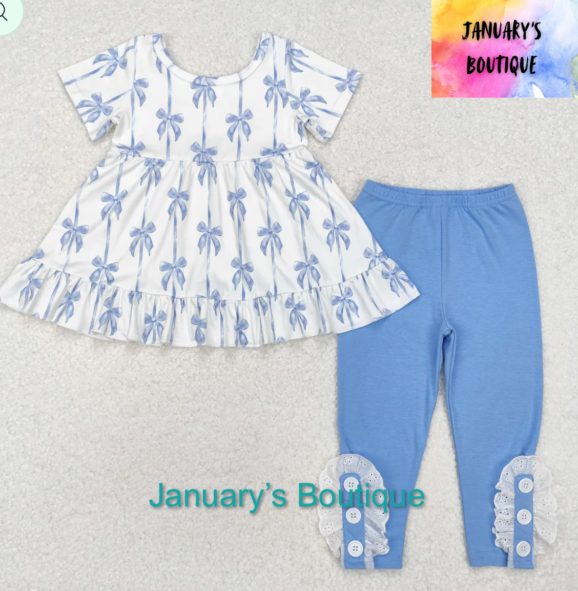 Girl’s Blue Bow Pants Set