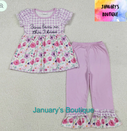 Girl’s Jesus Loves Me Pants Set