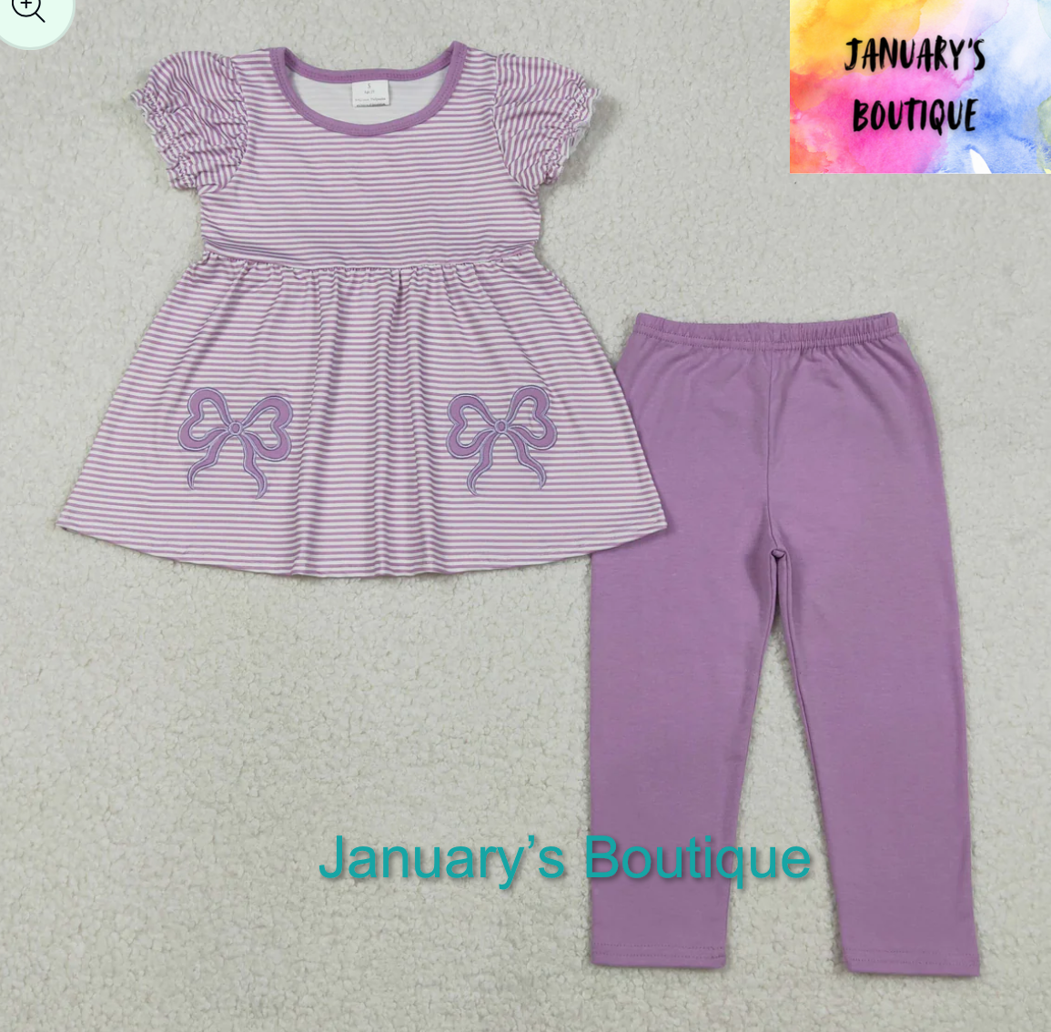 Girl’s Purple Bow Pants Set