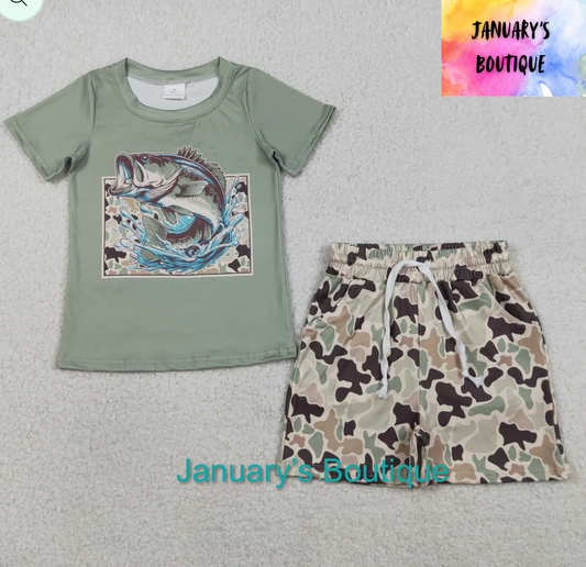Boy’s Camo Bass Shorts Set