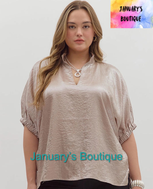 Women’s Plus Entro Champagne Metallic Top