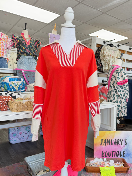 Women’s Red Color Block Dress