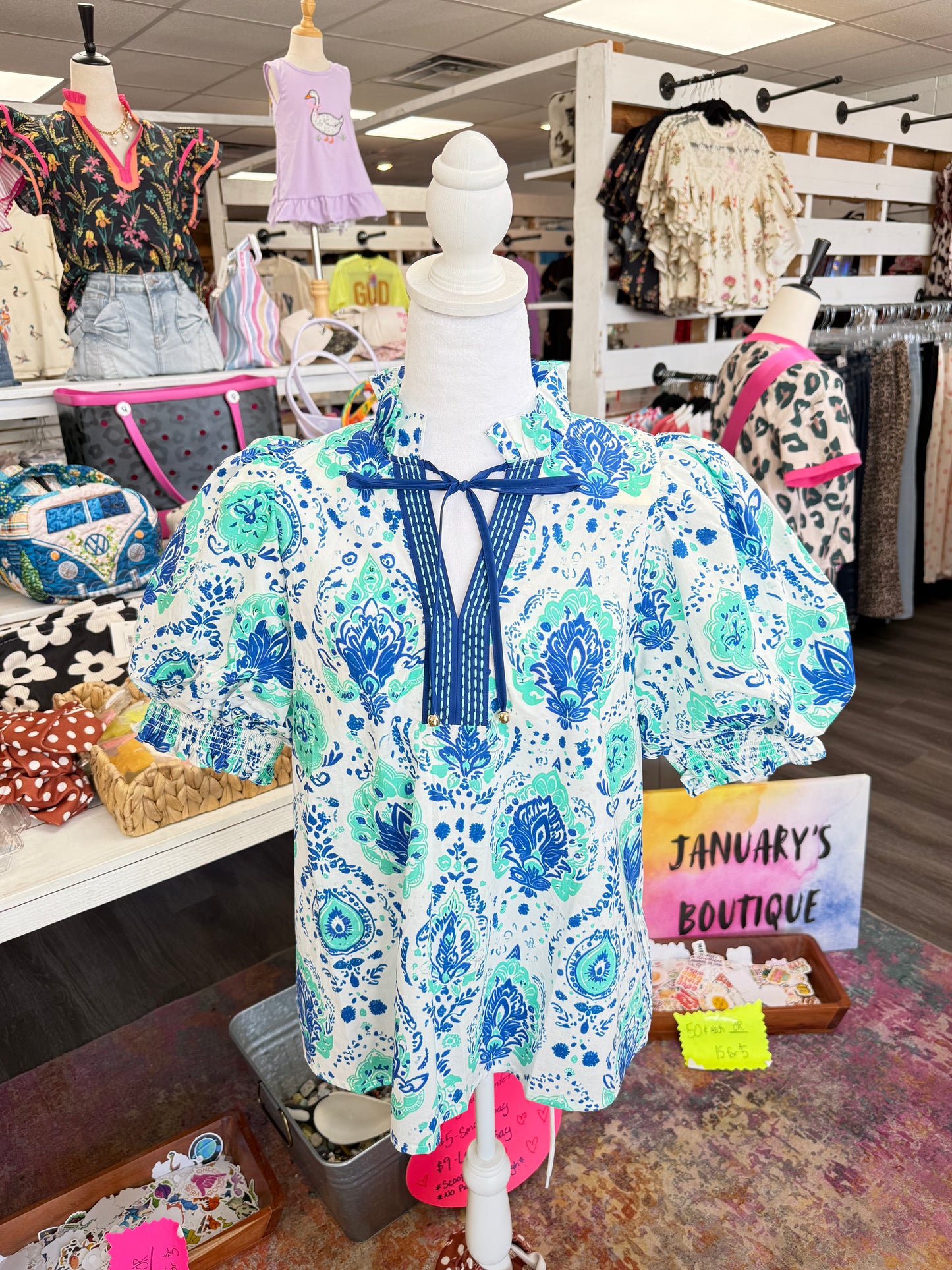 Women’s Blue & Aqua Print Top