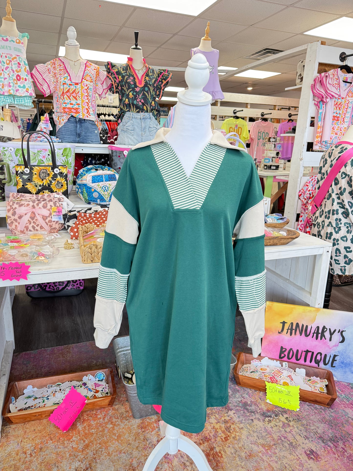 Women’s Green Color Block Dress