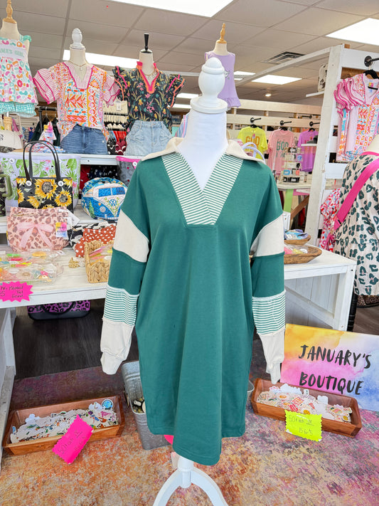 Women’s Green Color Block Dress