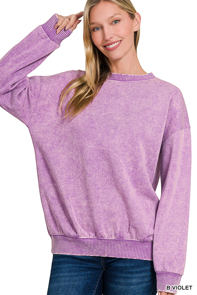 Women’s Acid Washed Pullover~ B Violet