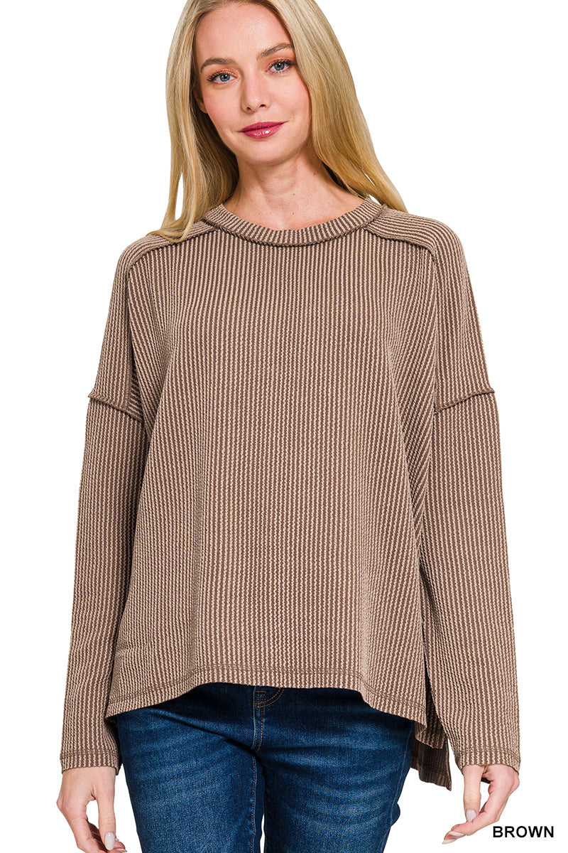 Women’s Brown Urban Ribbed Top