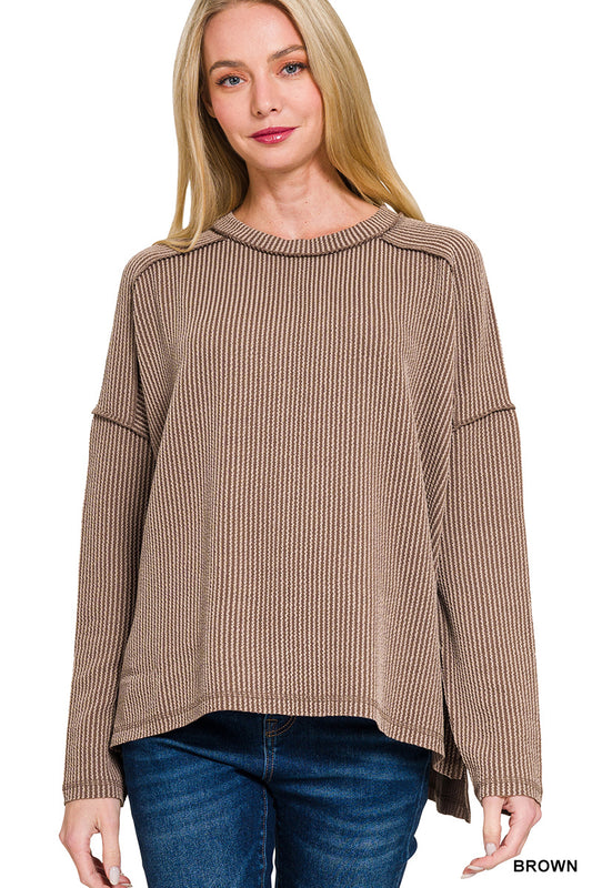Women’s Brown Urban Ribbed Top