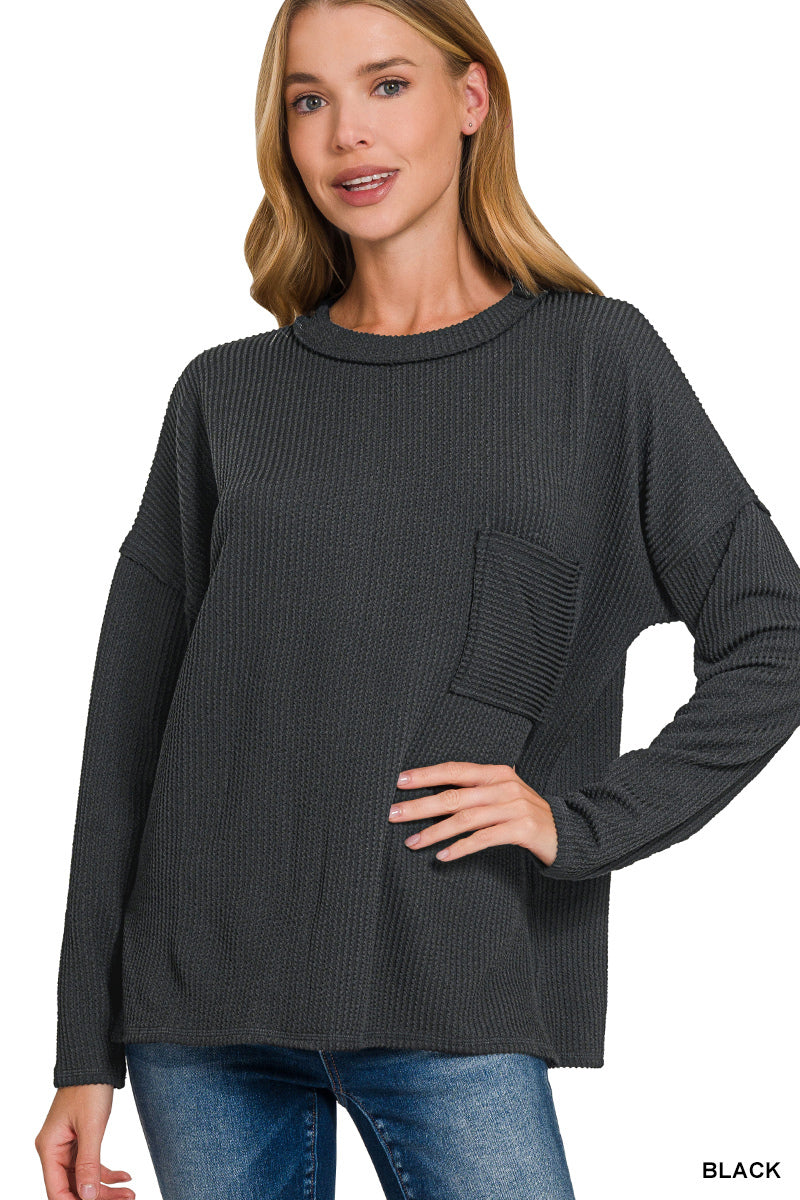 Women’s Black Ribbed Top