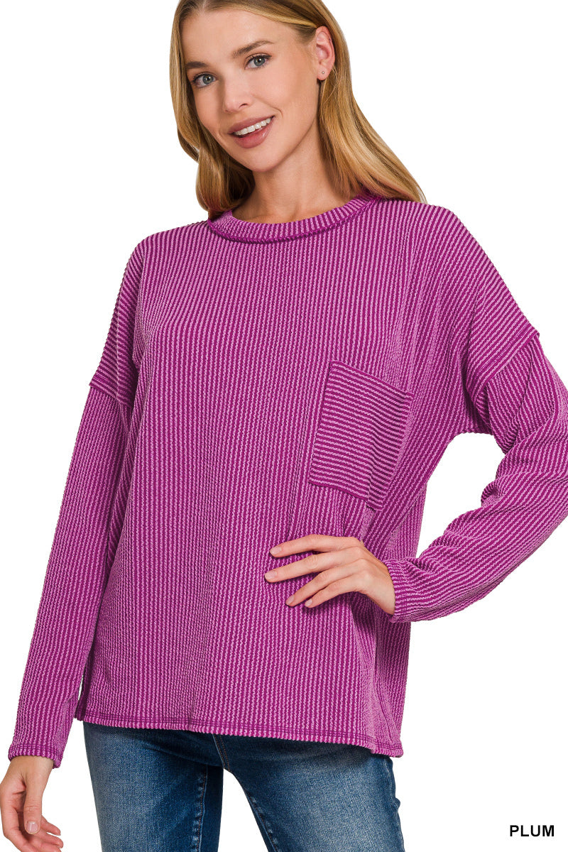 Women’s Plum Ribbed Top