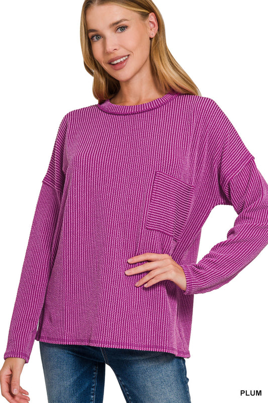 Women’s Plum Ribbed Top