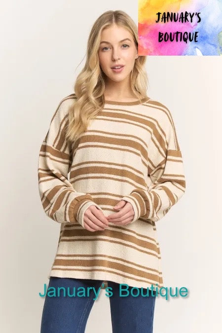 Women’s Plus Caramel Striped Top