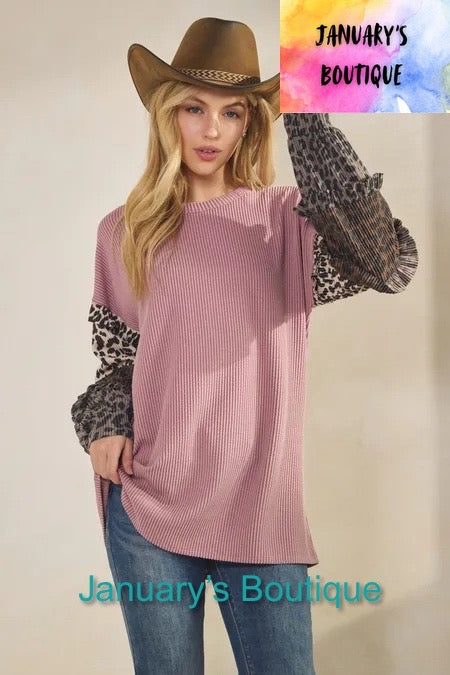 Women’s Blush & Leopard Top