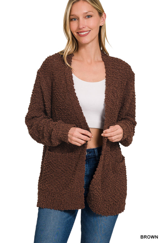 Women’s Brown Popcorn Cardigan