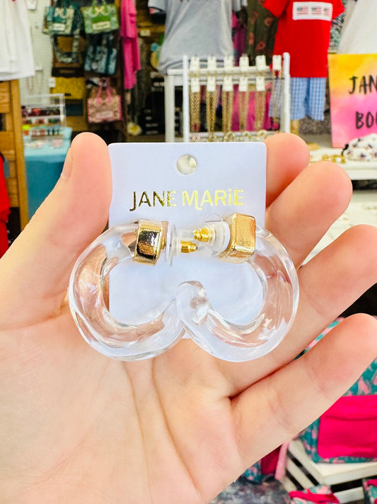Jane Marie Gold Clear Open Hoops