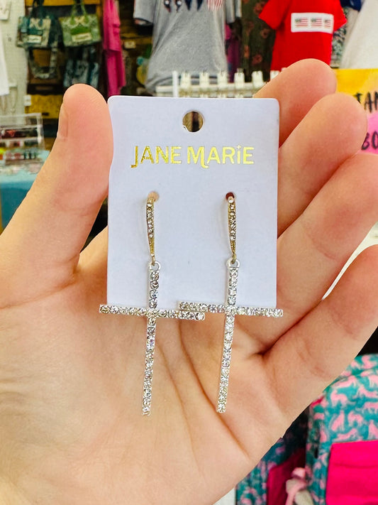 Jane Marie Gold & Silver Crystal Cross Earrings