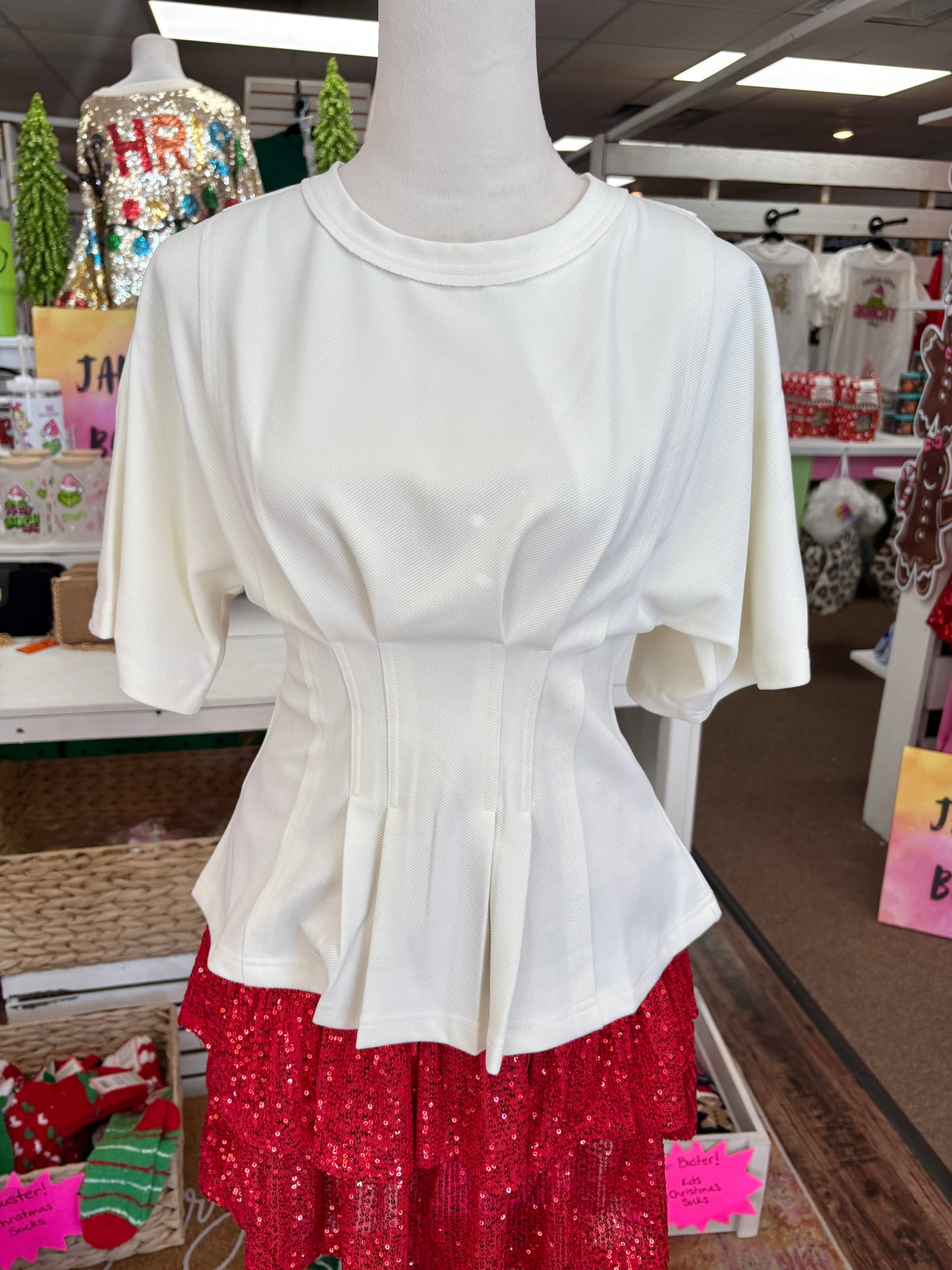 Women’s Ivory Cinched Top