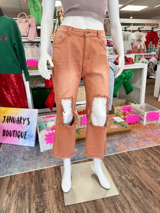 Women’s Rust Distressed Jeans