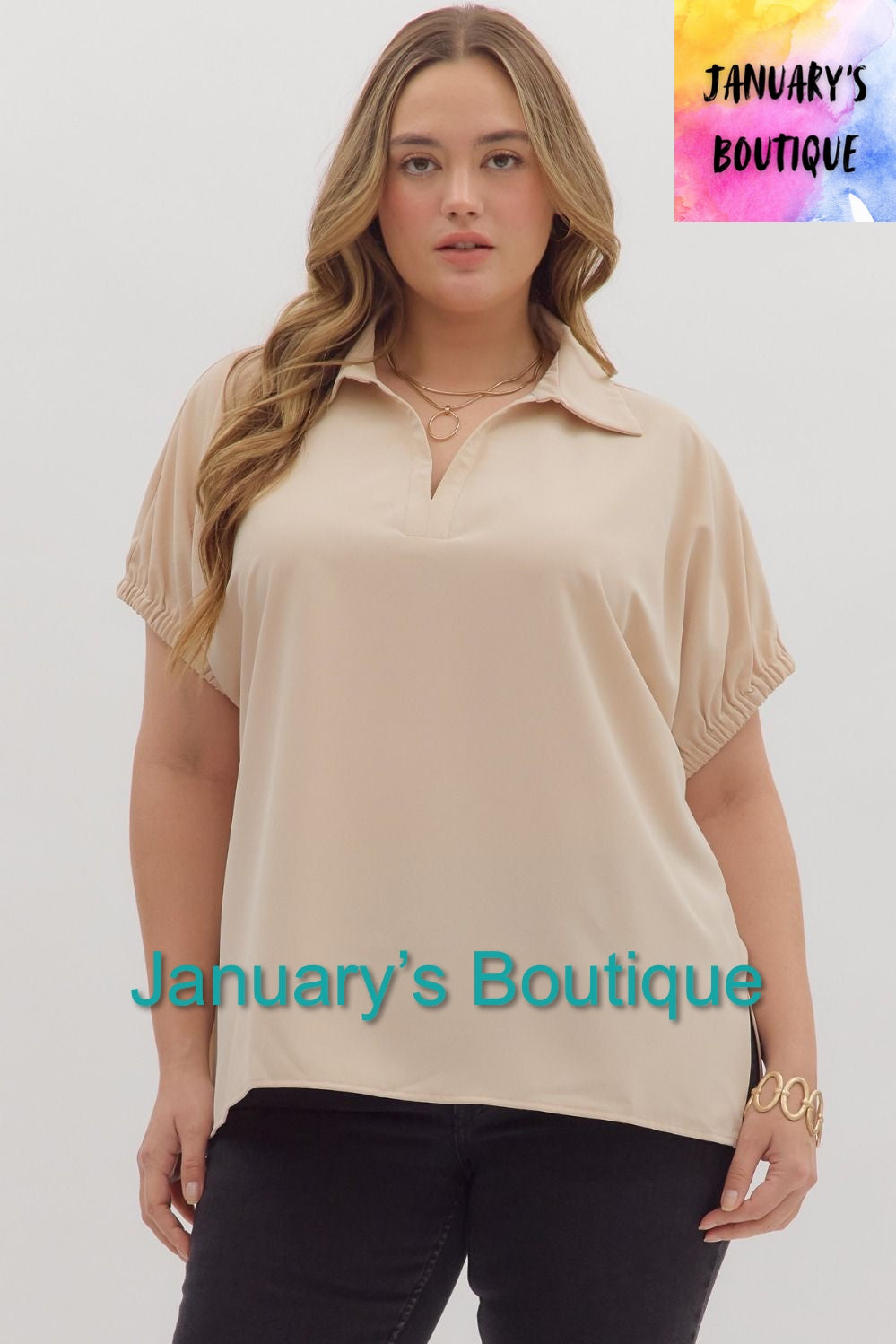 Women’s Plus Entro Ecru Top