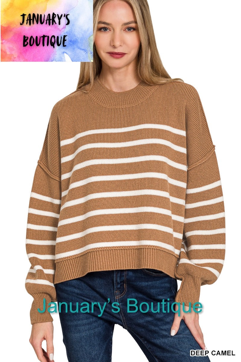 Women’s Camel Striped Sweater