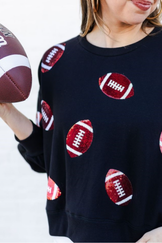 Women’s Mary Square Red Sequin Football Top