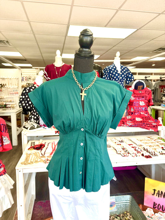 Women’s Green Entro Top With Tied Neck