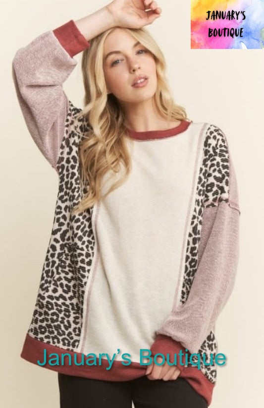 Women’s Brick & Leopard Top