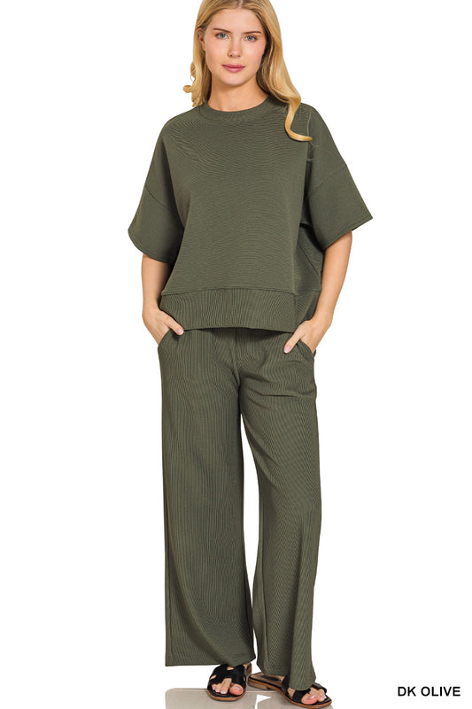 Women’s Dk Olive Scuba Pants Set