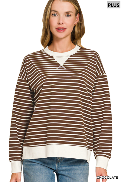 Women’s Plus Chocolate Striped Pullover