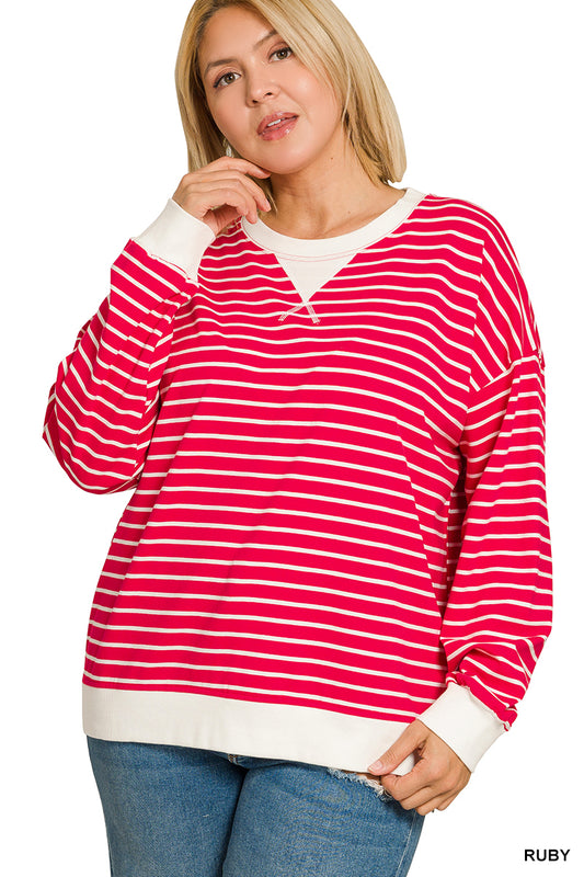 Women’s Plus Ruby Striped Pullover