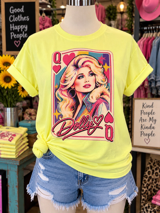 Women’s Dolly Neon Yellow Comfort Color Tee