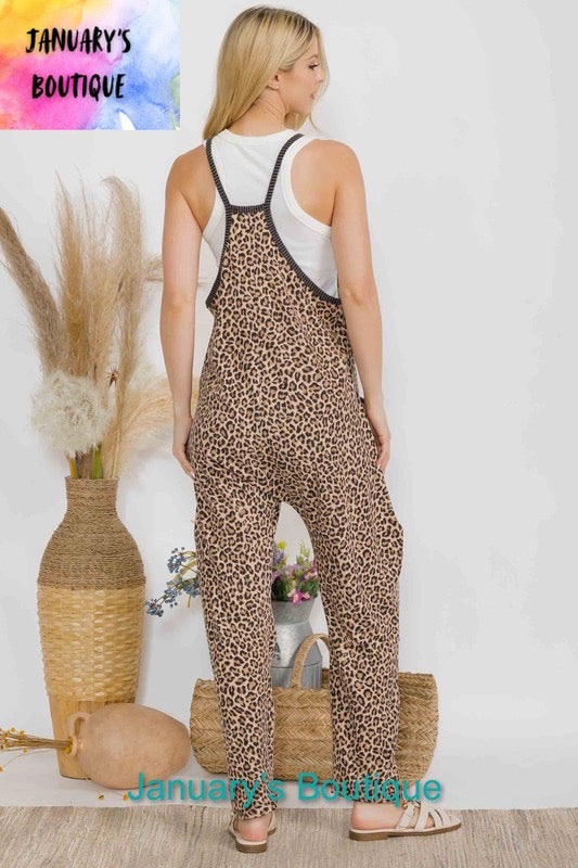 Women’s Leopard Print Rib Jumpsuit