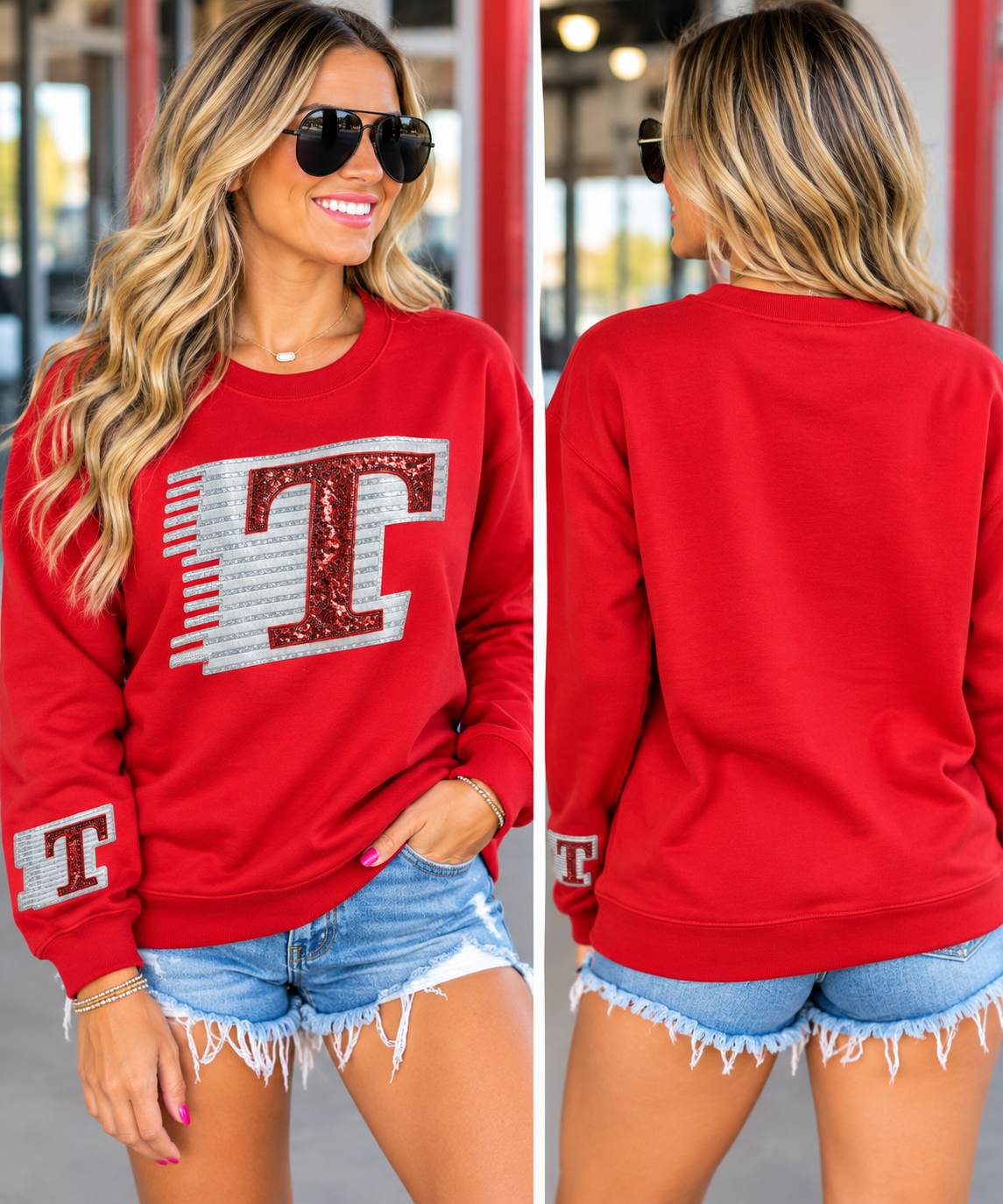 Women’s Red Sequin Flying T Sweatshirt